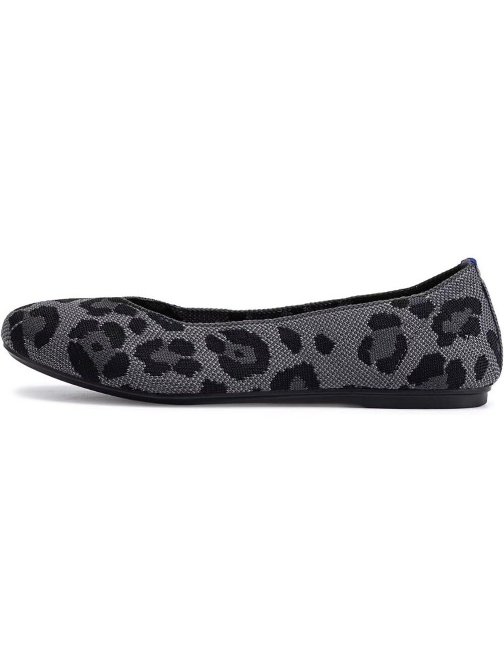 Women's Leopard Grey Ballet Flat Low Wedge Comfort Soft Round Toe Slip Shoes - Picture 6 of 6